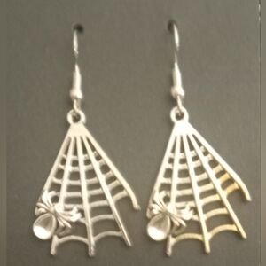 Elegant Silver and Gold Spider Web Earrings